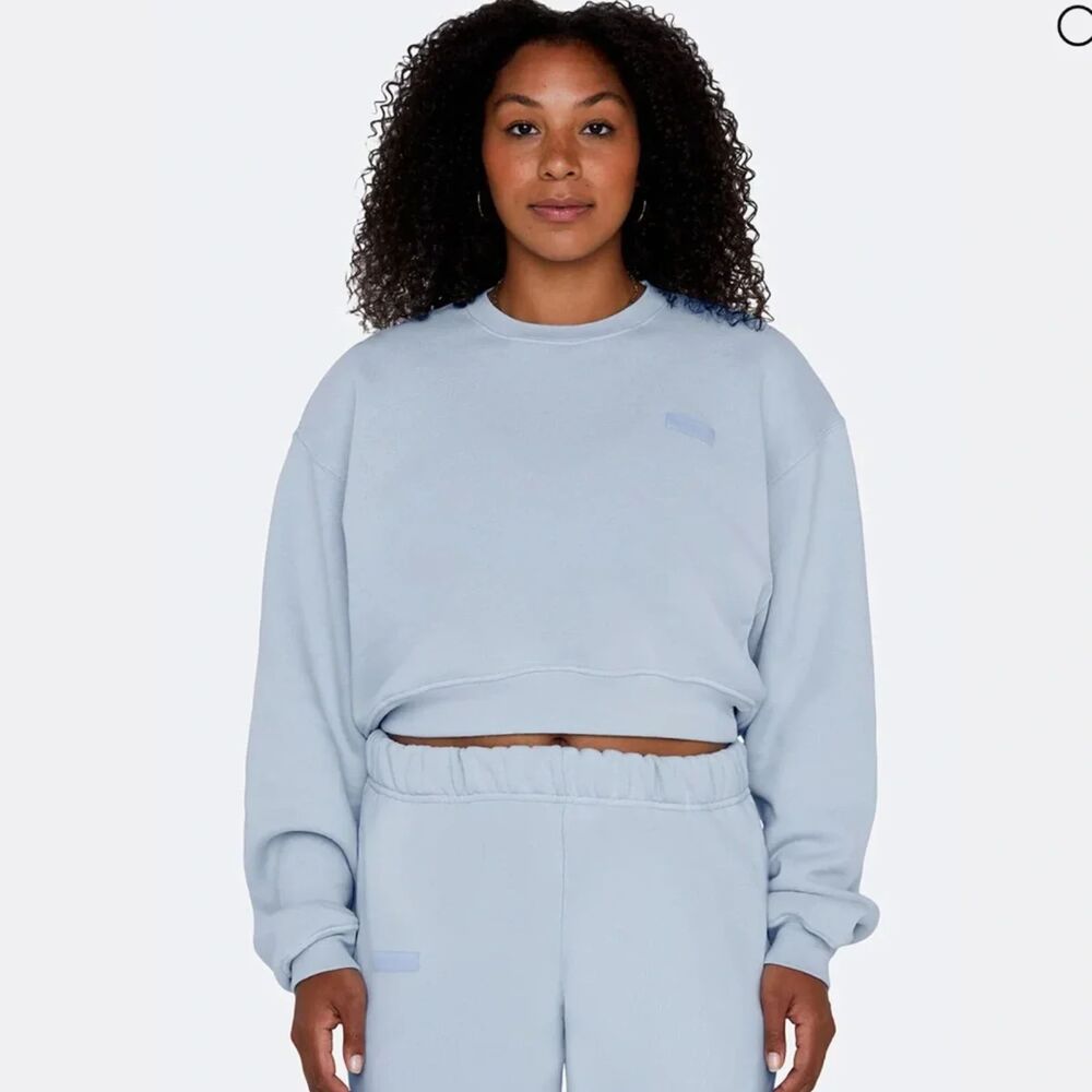 Set Active Cropped Pullover Crewneck Sweatshirt in Frost Size Medium